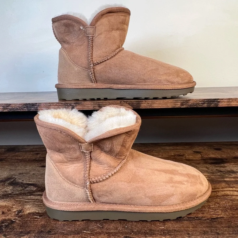 Shearling Style Tan Suede Winter Boots Ugg Lookalike Unbranded Women's 6